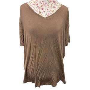 🌿 Mara & Meru Brown V-Neck Safari Tee XL Lightweight Travel Shirt